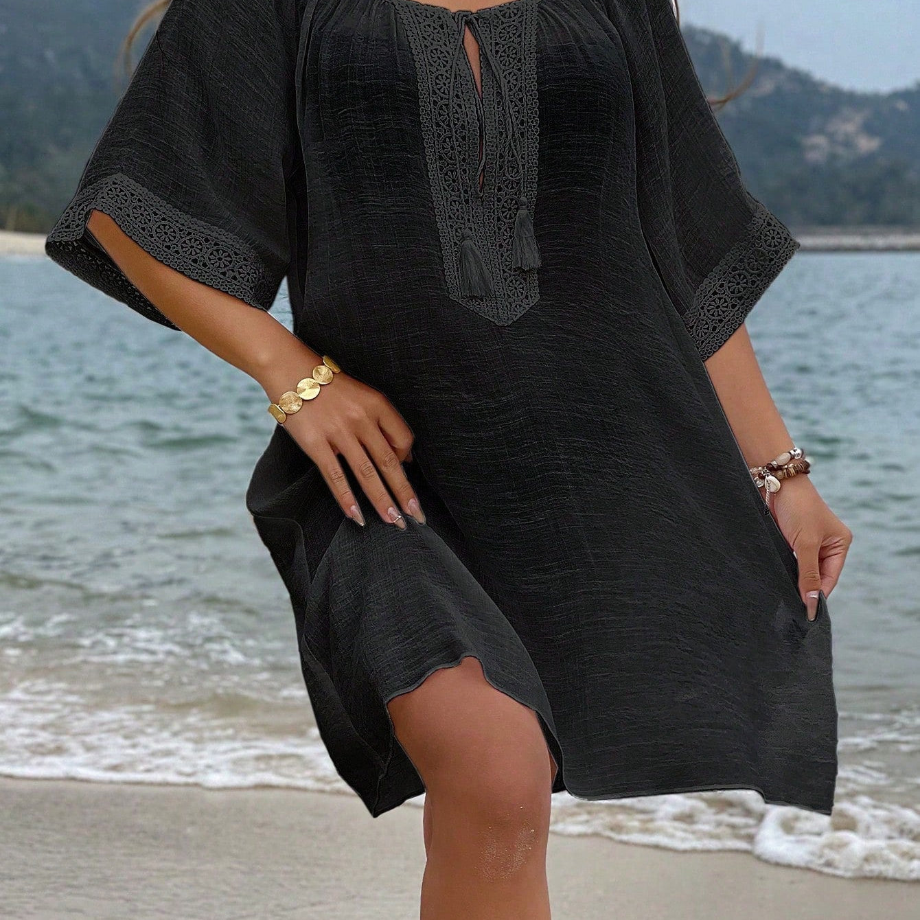 Saída Feminino de Praia Meia manga Nó na gola Patricia.