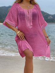 Saída Feminino de Praia Meia manga Nó na gola Patricia.