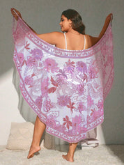 Saída de praia feminina estampada plus size Fanny