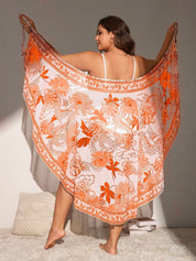Saída de praia feminina estampada plus size Fanny