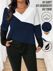 Suéter Feminino com Decote em V plus Size Anee