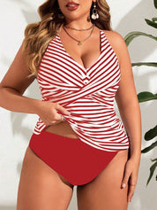 Tankini feminino listrado cintura alta Jady. Plus Size