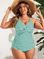Tankini feminino listrado cintura alta Jady. Plus Size