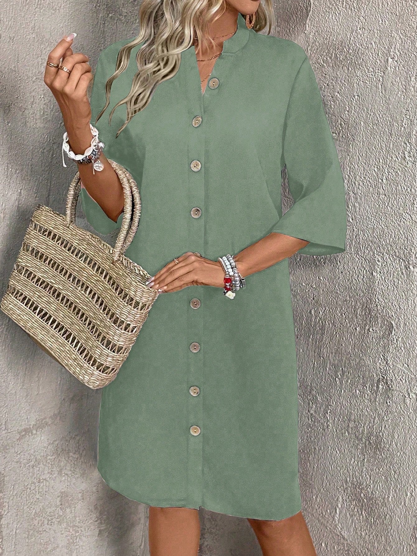 Vestido-Camisa Feminino  com botões na frente - Leonor