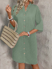 Vestido-Camisa Feminino  com botões na frente - Leonor