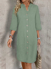 Vestido-Camisa Feminino  com botões na frente - Leonor