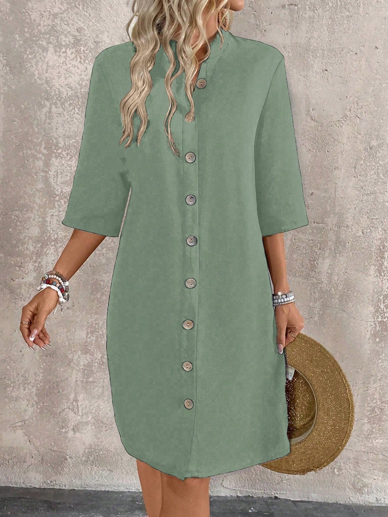 Vestido-Camisa Feminino  com botões na frente - Leonor
