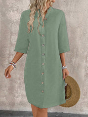 Vestido-Camisa Feminino  com botões na frente - Leonor
