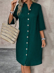 Vestido-Camisa Feminino  com botões na frente - Leonor