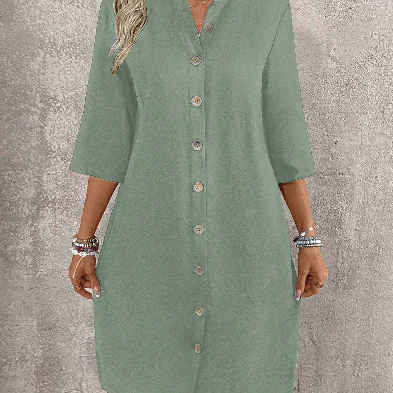 Vestido-Camisa Feminino  com botões na frente - Leonor