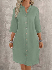 Vestido-Camisa Feminino  com botões na frente - Leonor