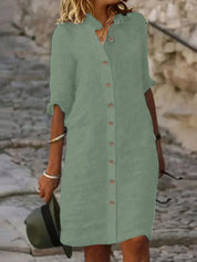 Vestido-Camisa Feminino  com botões na frente - Leonor