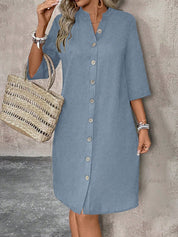 Vestido-Camisa Feminino  com botões na frente - Leonor
