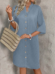 Vestido-Camisa Feminino  com botões na frente - Leonor
