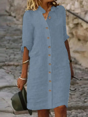 Vestido-Camisa Feminino  com botões na frente - Leonor