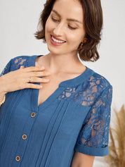 Vestido Feminino Decote em V em Renda - Gergia