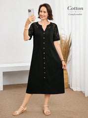 Vestido Feminino Decote em V em Renda - Gergia