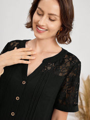 Vestido Feminino Decote em V em Renda - Gergia