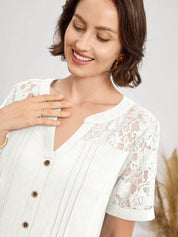 Vestido Feminino Decote em V em Renda - Gergia