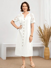 Vestido Feminino Decote em V em Renda - Gergia