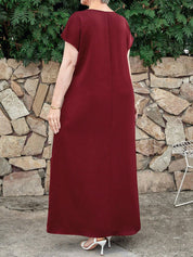 Vestido Feminino Longo em Contraste de Cores - Dinamar. Plus Size