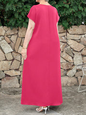 Vestido Feminino Longo em Contraste de Cores - Dinamar. Plus Size