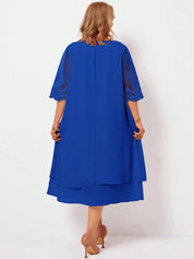 Vestido Feminino com Splice de Tela. Plus Size - Maely