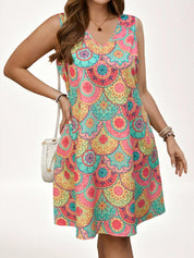 Vestido Feminino com gola V Lilibeth. Plus Size
