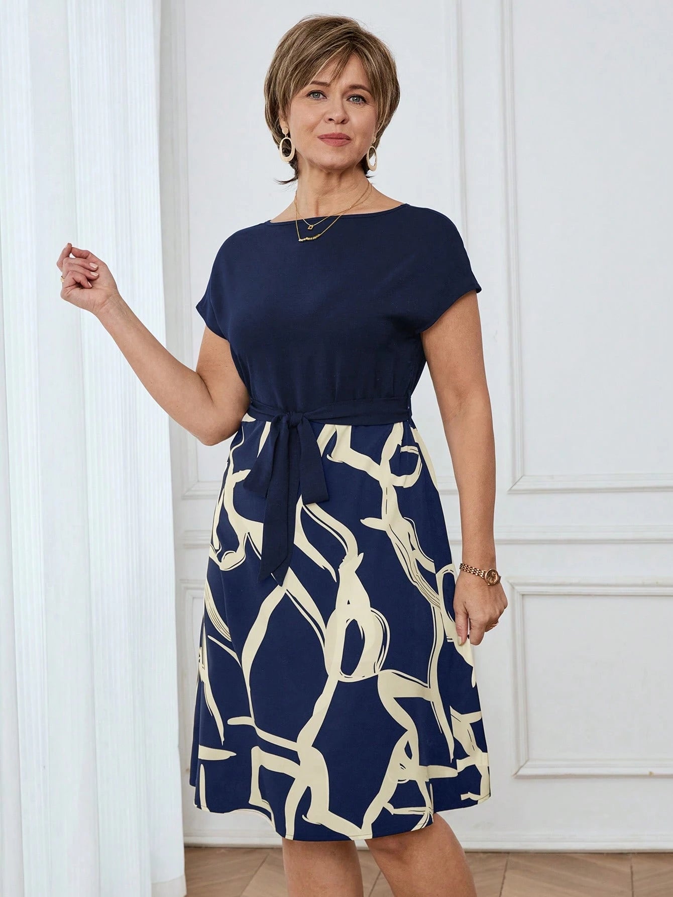 Vestido Feminino de Patchwork Estampado - Verona