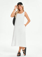 Vestido Feminino de algodão Comprido Decote U Aleska.