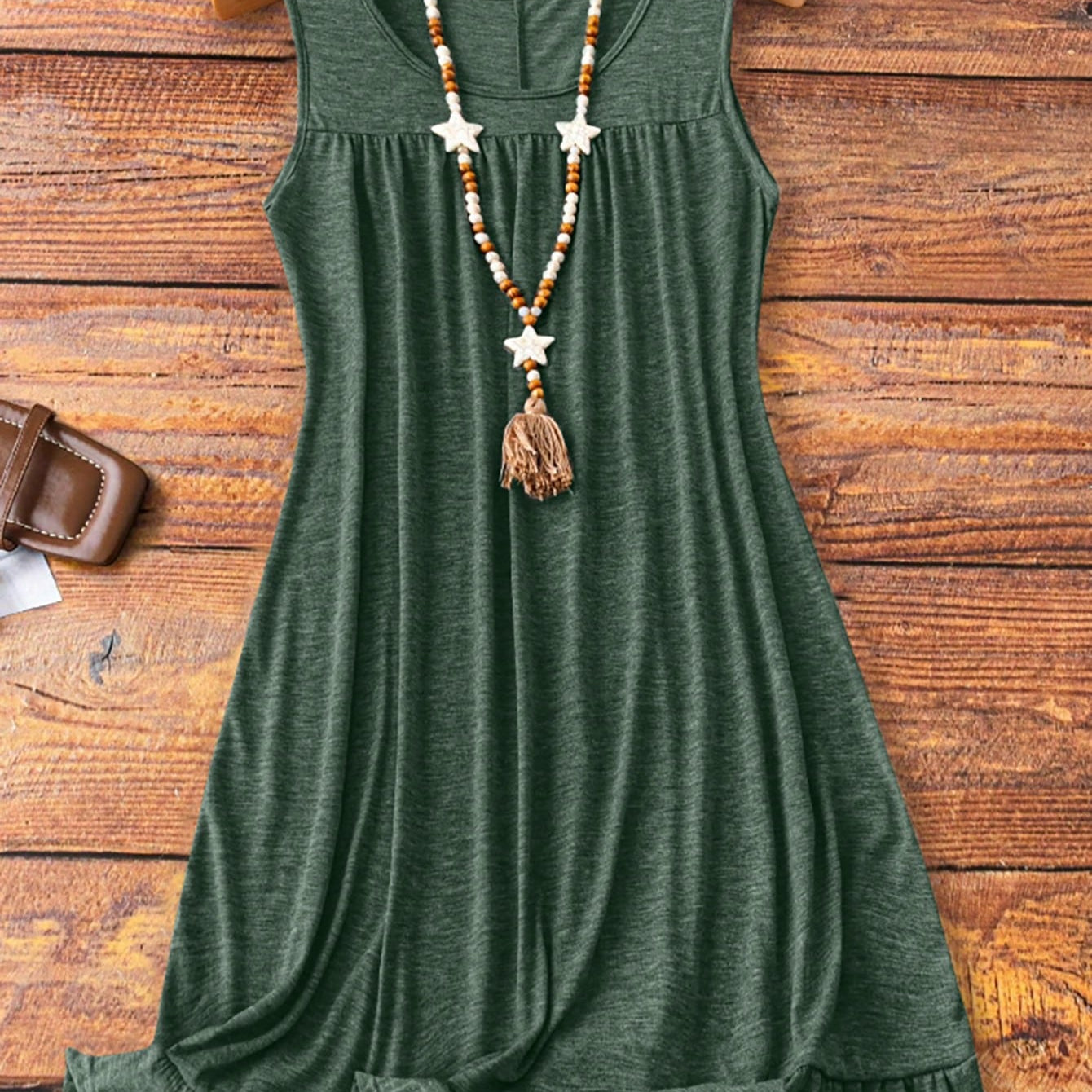 Vestido Feminino confortável plissado sem mangas Plus Size Suzi.