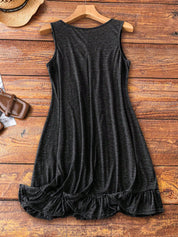 Vestido Feminino confortável plissado sem mangas Plus Size Suzi.