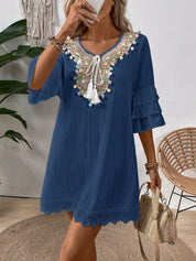 Vestido feminino branco manga 3/4 Andreia.