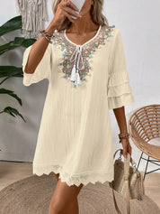 Vestido feminino branco manga 3/4 Andreia.