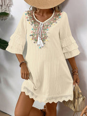 Vestido feminino branco manga 3/4 Andreia.