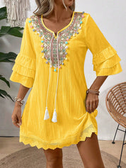 Vestido feminino branco manga 3/4 Andreia.