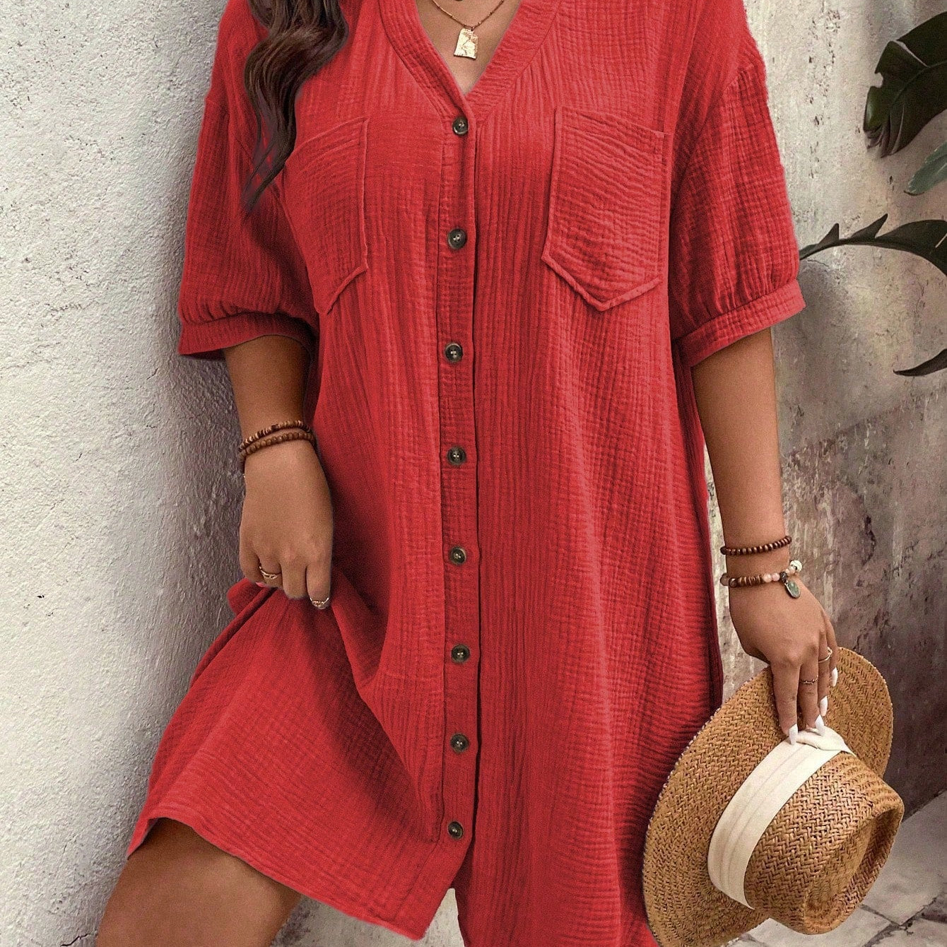 Vestido feminino tipo chamise plus size Daniela