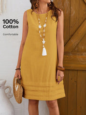 Vestido feminino sem mangas com gola redonda - Yasmine