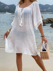 Saída Feminino de Praia Meia manga Nó na gola Patricia.