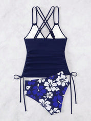 Tankini Feminino Decote V Pequeno Estampa Floral Maceió.