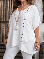 Blusa feminina gola V plus size Diana