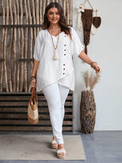 Blusa feminina gola V plus size Diana