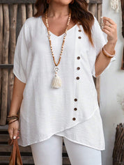 Blusa feminina gola V plus size Diana