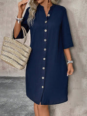 Vestido-Camisa Feminino  com botões na frente - Leonor