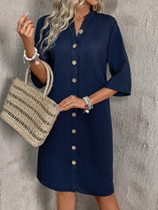 Vestido-Camisa Feminino  com botões na frente - Leonor