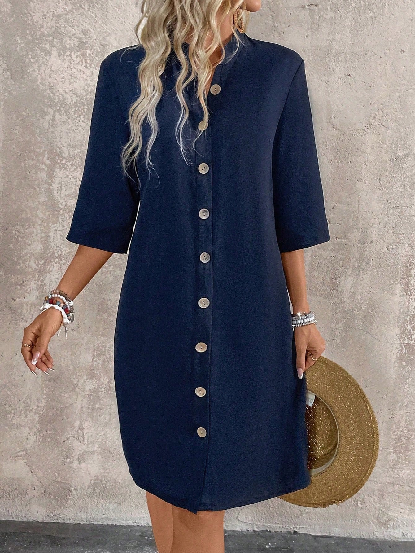 Vestido-Camisa Feminino  com botões na frente - Leonor