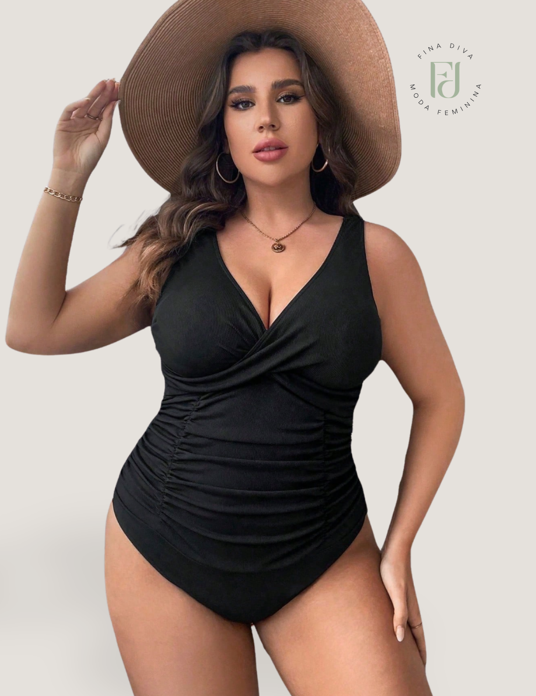 Maiô Feminino Texturizado  plus size Rachell.