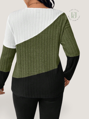 Suéter Feminino com Decote em V plus Size Anee