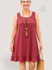 Vestido Feminino confortável plissado sem mangas Plus Size Suzi.