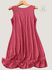 Vestido Feminino confortável plissado sem mangas Plus Size Suzi.